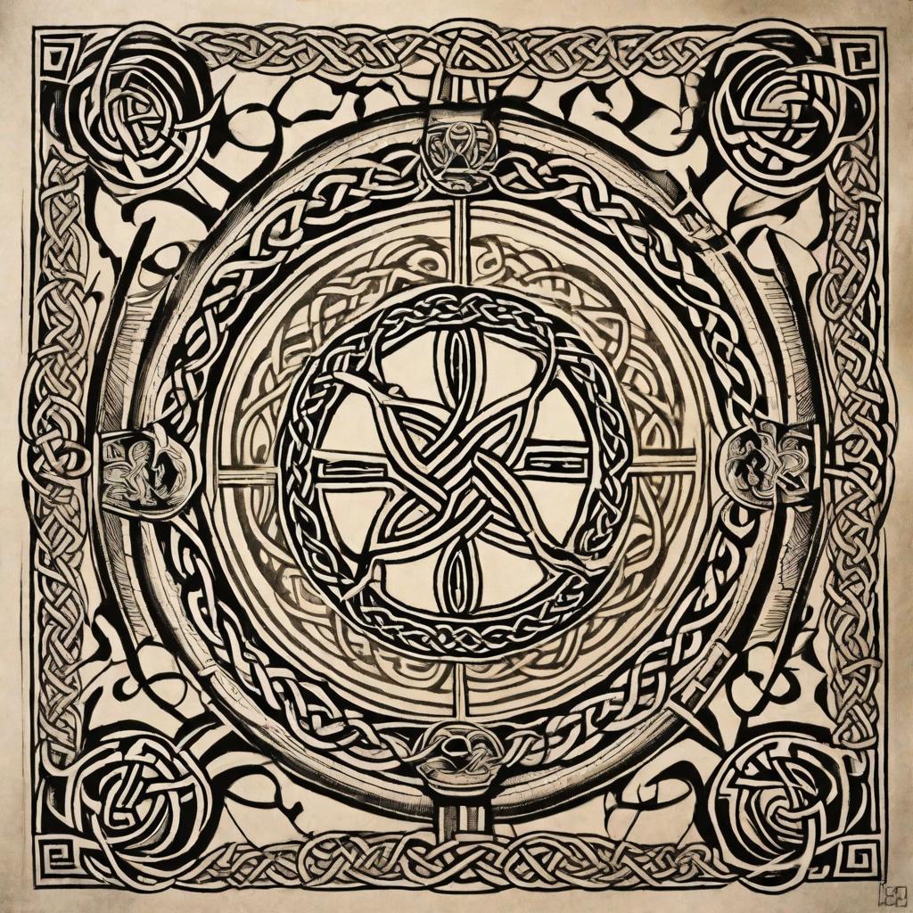  masterpiece, best quality, Celtic Knot Patterns: These can twist around the arm to form a continuous band, symbolizing infinity and connection, with the initials B and S. As a tattoo design around the arm.