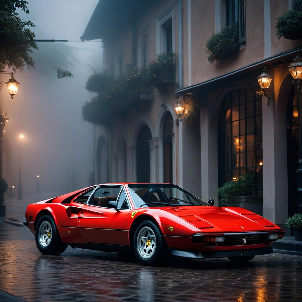  Ferrari 308 GTB 1976 hyperrealistic, full body, detailed clothing, highly detailed, cinematic lighting, stunningly beautiful, intricate, sharp focus, f/1. 8, 85mm, (centered image composition), (professionally color graded), ((bright soft diffused light)), volumetric fog, trending on instagram, trending on tumblr, HDR 4K, 8K