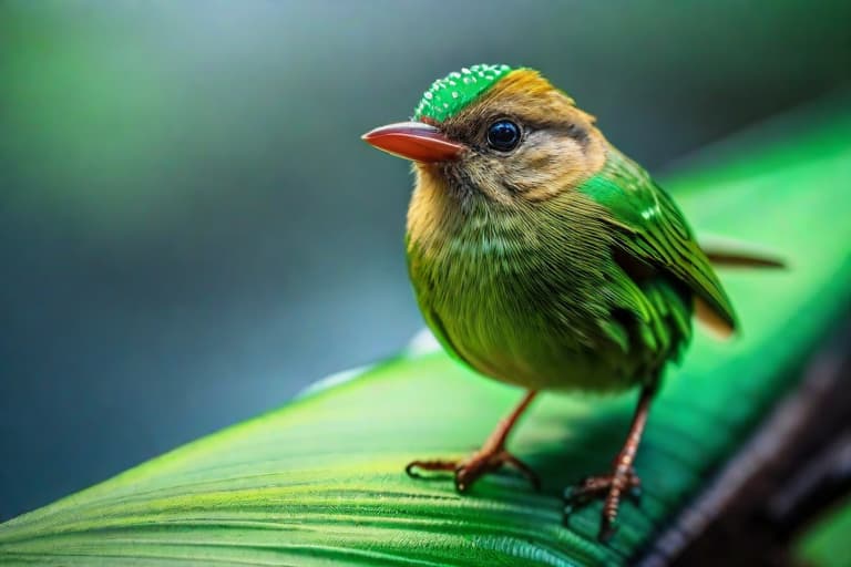  Green bird hyperrealistic, full body, detailed clothing, highly detailed, cinematic lighting, stunningly beautiful, intricate, sharp focus, f/1. 8, 85mm, (centered image composition), (professionally color graded), ((bright soft diffused light)), volumetric fog, trending on instagram, trending on tumblr, HDR 4K, 8K