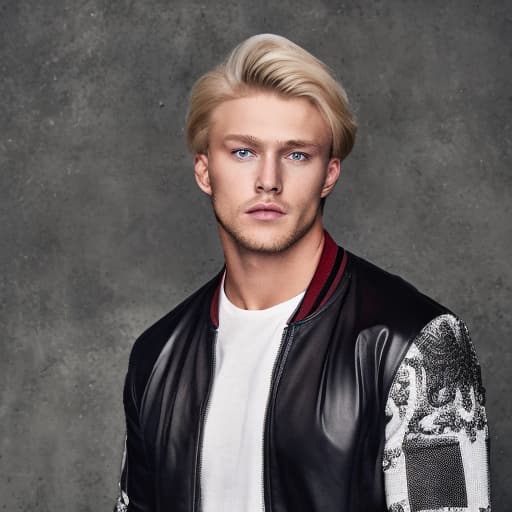 portrait+ style Russian queer IFBB blonde hunk dude face