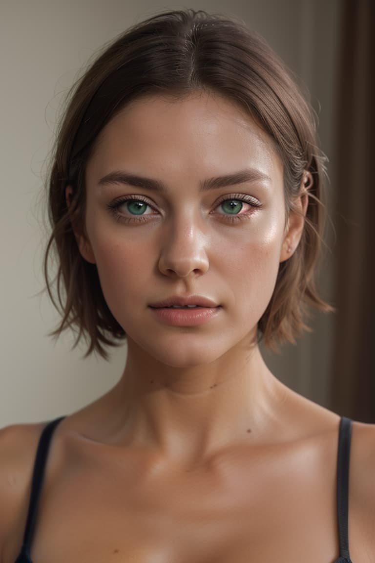  photo of a 20 year  German woman with dark brown hair and green eyes,,,, masterpiece, best quality, (photorealistic:1.4), perfect lighting, (photorealism:1.4), beautiful, best quality, aesthetic, high quality, best quality, 4k,, perfect lighting, masterpiece, symmetric eyes