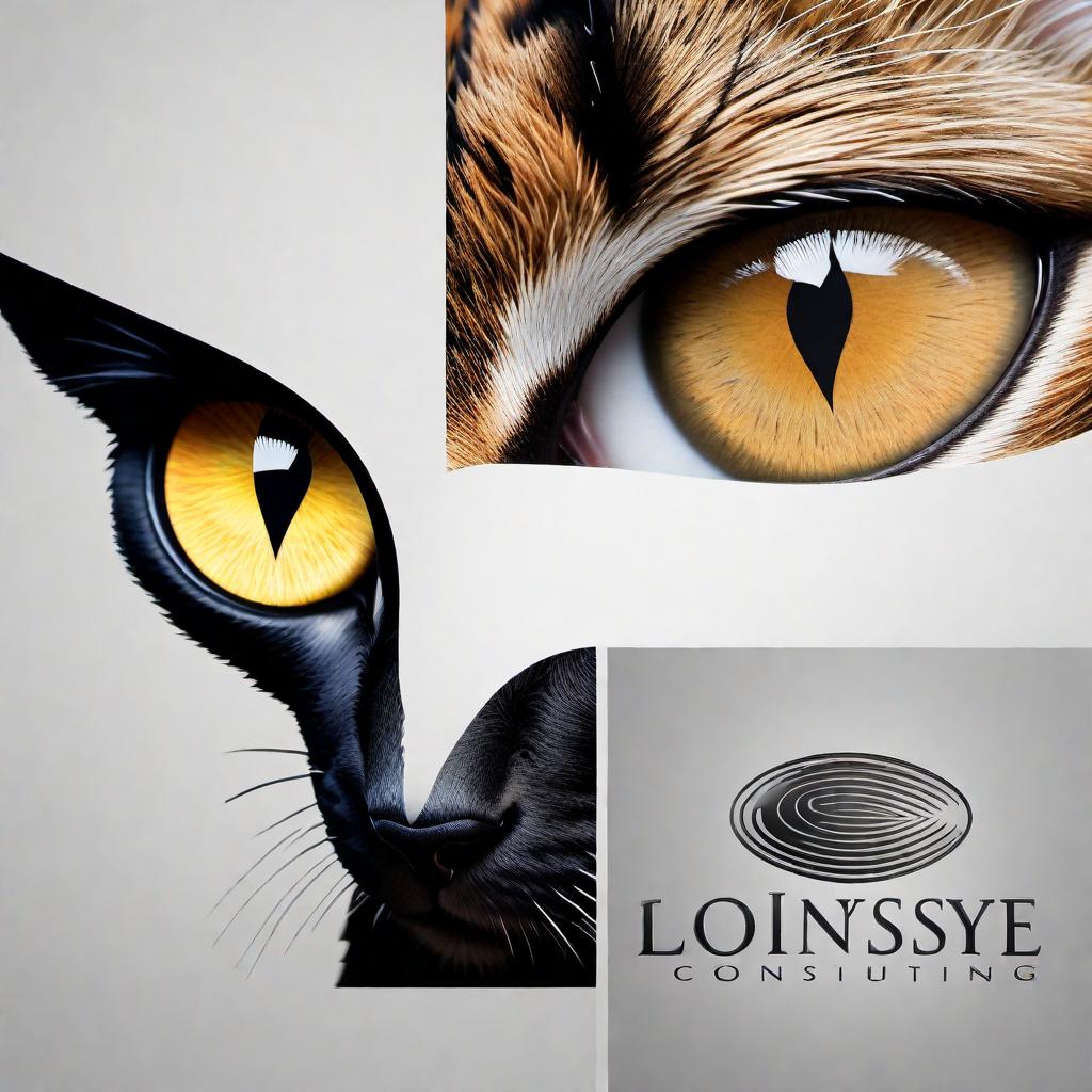  Create a logo for 'Lionseye Consulting' featuring an up-close visual of a cat's eye with the company name 'Lionseye' stylishly integrated into the retina of the eye. The design should be sleek, professional, and convey a sense of precision and insight, with the company name clearly visible within the eye's details. hyperrealistic, full body, detailed clothing, highly detailed, cinematic lighting, stunningly beautiful, intricate, sharp focus, f/1. 8, 85mm, (centered image composition), (professionally color graded), ((bright soft diffused light)), volumetric fog, trending on instagram, trending on tumblr, HDR 4K, 8K