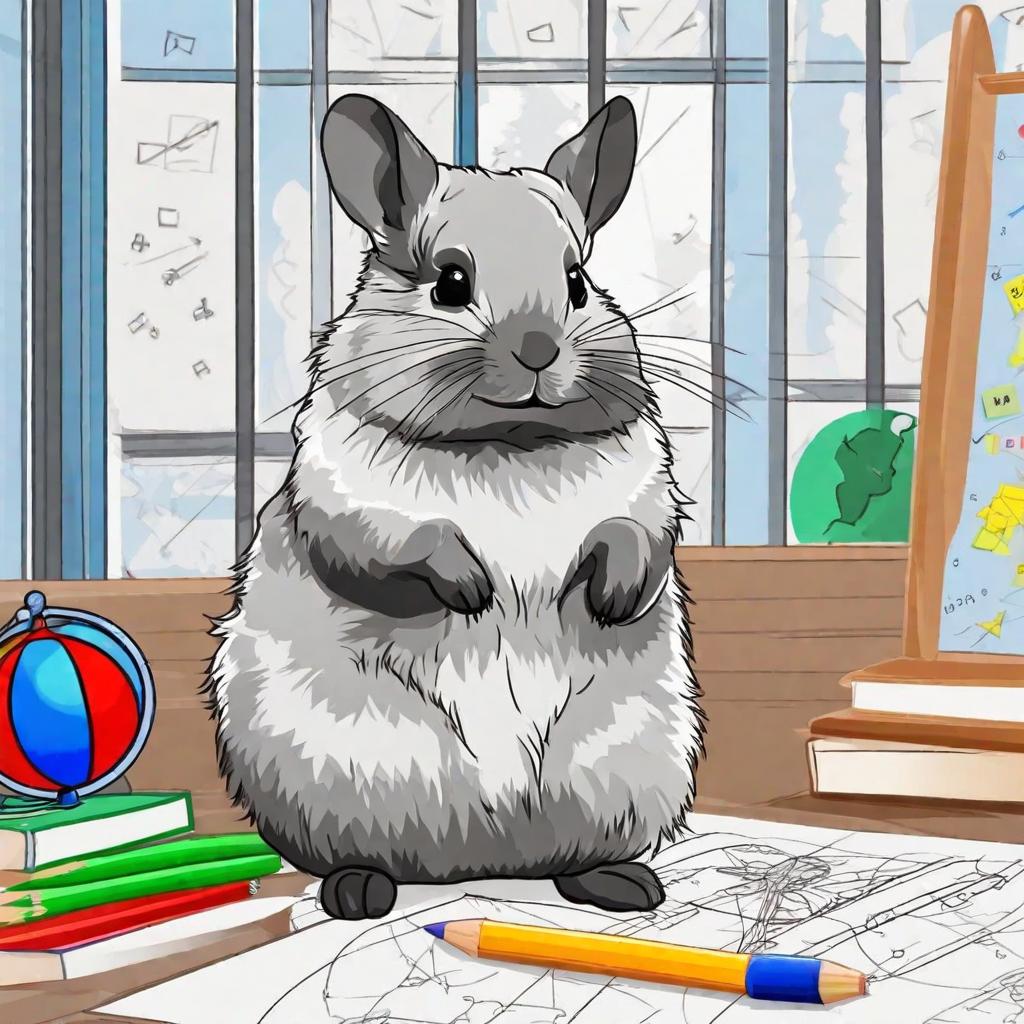  masterpiece, best quality,Draw a picture of a chinchilla teaching math in a classroom