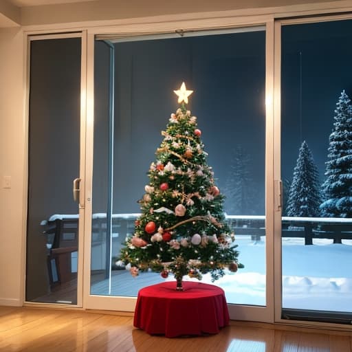  beautiful Christmas tree in room decorated with light toys for the New Year holiday, cozy home, hyper detailed, very detailed, photo, photorealism, realistic, cinematic, winter forest landscape, no text, best quality, high quality photography, 8K, 4K hyperrealistic, full body, detailed clothing, highly detailed, cinematic lighting, stunningly beautiful, intricate, sharp focus, f/1. 8, 85mm, (centered image composition), (professionally color graded), ((bright soft diffused light)), volumetric fog, trending on instagram, trending on tumblr, HDR 4K, 8K