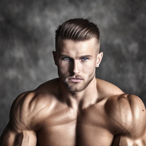 portrait+ style Russian queer fitness model blonde hunk dude face