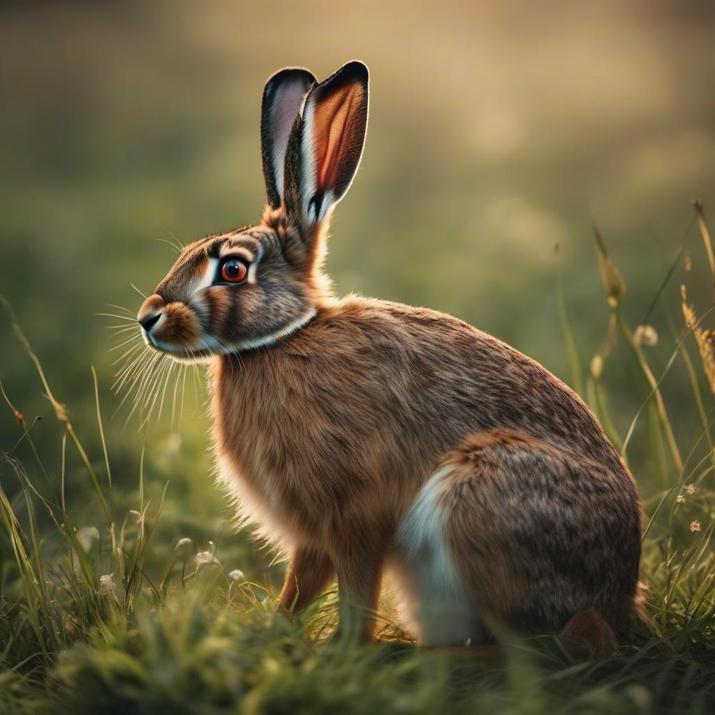  An angry hare sits in the grass. hyperrealistic, full body, detailed clothing, highly detailed, cinematic lighting, stunningly beautiful, intricate, sharp focus, f/1. 8, 85mm, (centered image composition), (professionally color graded), ((bright soft diffused light)), volumetric fog, trending on instagram, trending on tumblr, HDR 4K, 8K