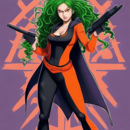  Henchmen: Roxy (Name: unknown) Birth place: (unknown) Age: Unknown Female Race: Mixed Member of The Order Physical characteristics: 5’9 210 Black star tattoo engulfing her left eye very hippy in the hips wear orange clothes hair long & wavy Powers: body creates it’s own toxics Weapons: high fructose pies, knifes, Knife expert,master of poisons, AR-14 blaster