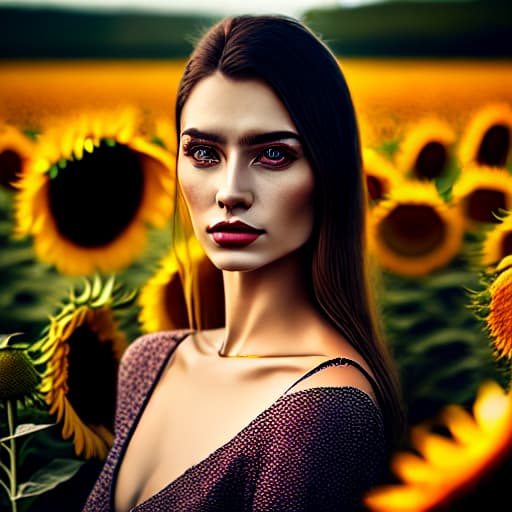  Russian girl portrait in sunflowers
