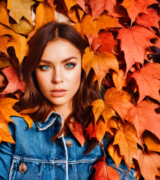 portrait+ style Eyes sparkled with the vibrant colors of autumn leaves