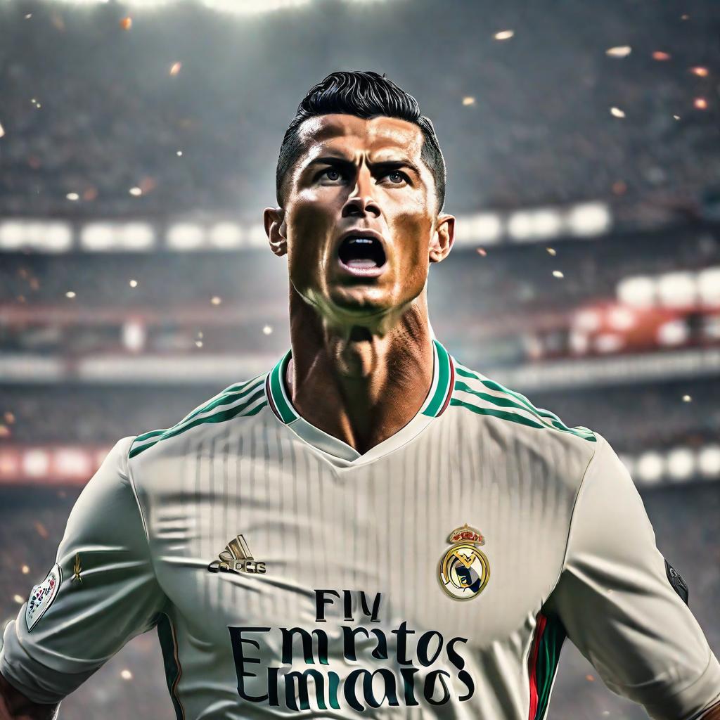  Cr7 ganhando sua oitava champions hyperrealistic, full body, detailed clothing, highly detailed, cinematic lighting, stunningly beautiful, intricate, sharp focus, f/1. 8, 85mm, (centered image composition), (professionally color graded), ((bright soft diffused light)), volumetric fog, trending on instagram, trending on tumblr, HDR 4K, 8K