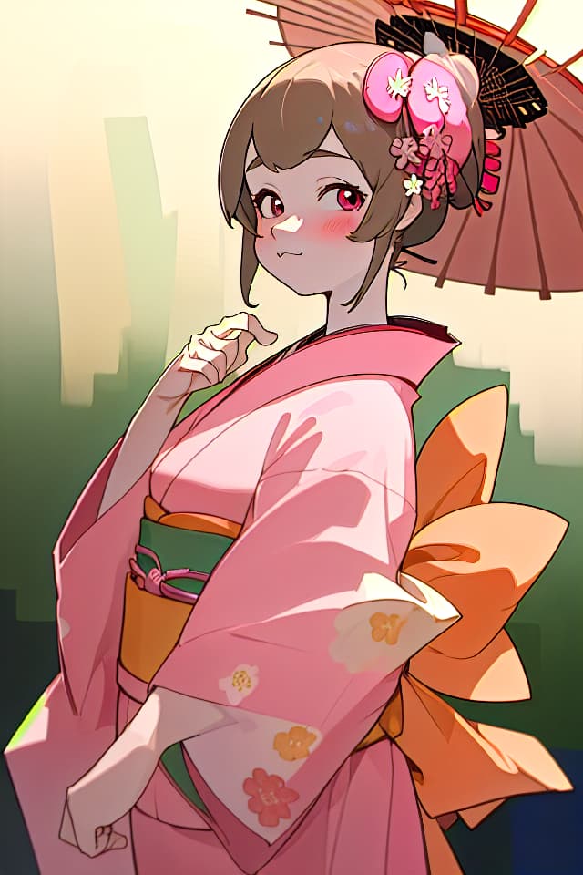  ultra detailed:1.2,masterpiece:1.2,masterpiece,bestquality,hdr:1.1,8k:1.1,best quality,very cute girl:1.3,,animation color:1.3,pink kimono :1.3,upper body:1.1,Japanese style wedding kimono