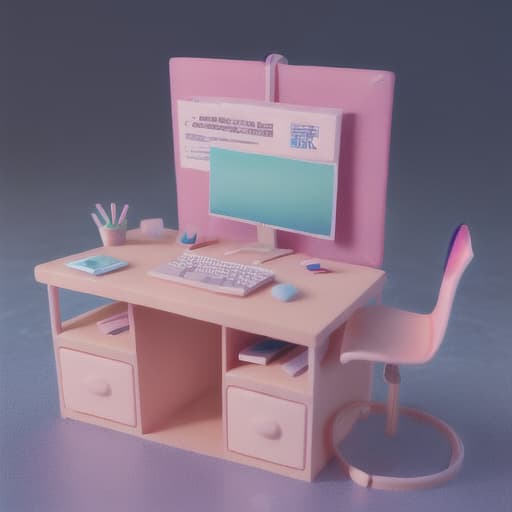  3D clay model of a website on a desk with a keyboard, miniature size, pastel colors,  soft lighting, 3d blender render