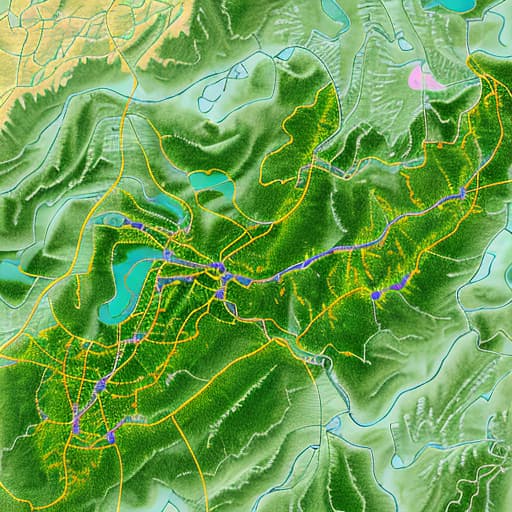  Topographic map of Siping City, Jilin Province,