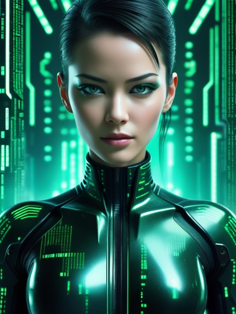  sci-fi style girl in the matrix, the Matrix, (excellent quality, 4k, hq texture, hdr, detailed) . futuristic, technological, alien worlds, space themes, advanced civilizations