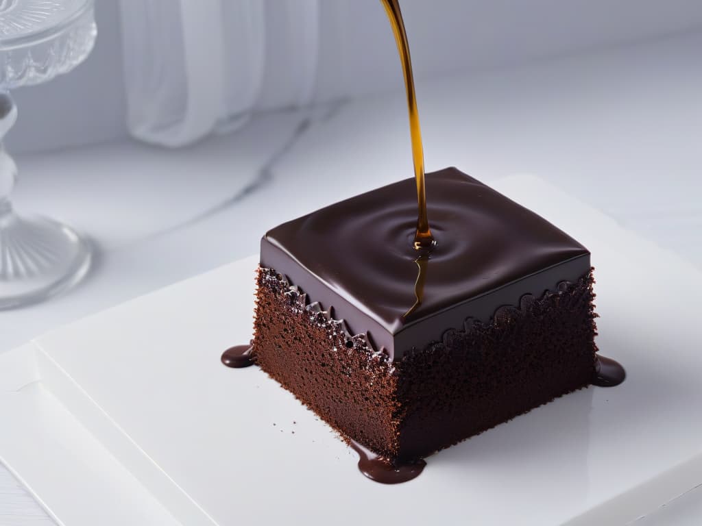  A sleek, minimalistic image featuring a closeup shot of glossy, perfectly tempered dark chocolate being poured onto a marble surface, capturing the smooth, reflective surface and the rich, deep color of the chocolate. The image showcases the expert technique of chocolate tempering with a focus on precision and elegance, evoking a sense of professionalism and craftsmanship. hyperrealistic, full body, detailed clothing, highly detailed, cinematic lighting, stunningly beautiful, intricate, sharp focus, f/1. 8, 85mm, (centered image composition), (professionally color graded), ((bright soft diffused light)), volumetric fog, trending on instagram, trending on tumblr, HDR 4K, 8K