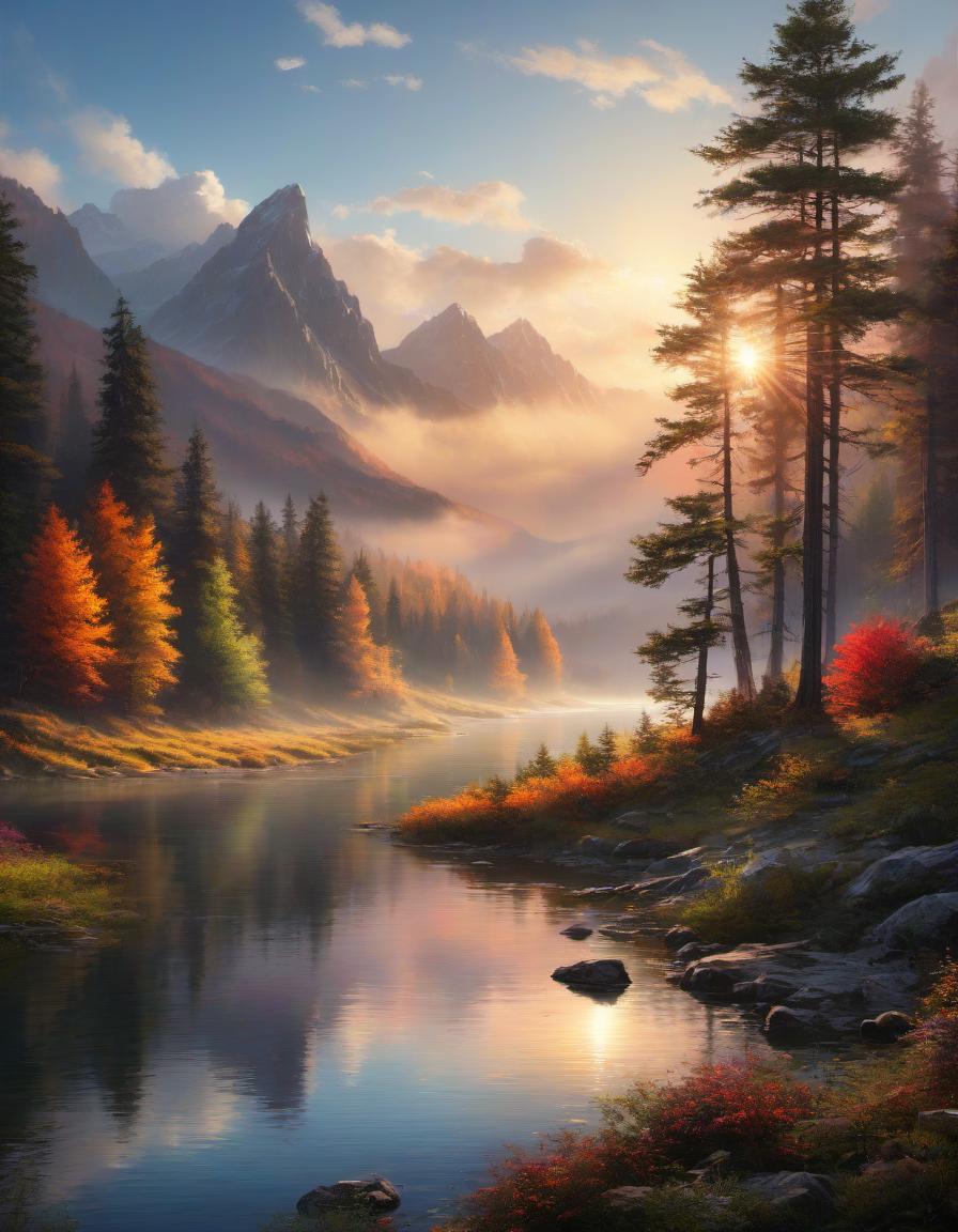  impressionist painting digital painting of a beautiful mountain landscape, lake, forest, sunset, cloudy . loose brushwork, vibrant color, light and shadow play, captures feeling over form hyperrealistic, full body, detailed clothing, highly detailed, cinematic lighting, stunningly beautiful, intricate, sharp focus, f/1. 8, 85mm, (centered image composition), (professionally color graded), ((bright soft diffused light)), volumetric fog, trending on instagram, trending on tumblr, HDR 4K, 8K