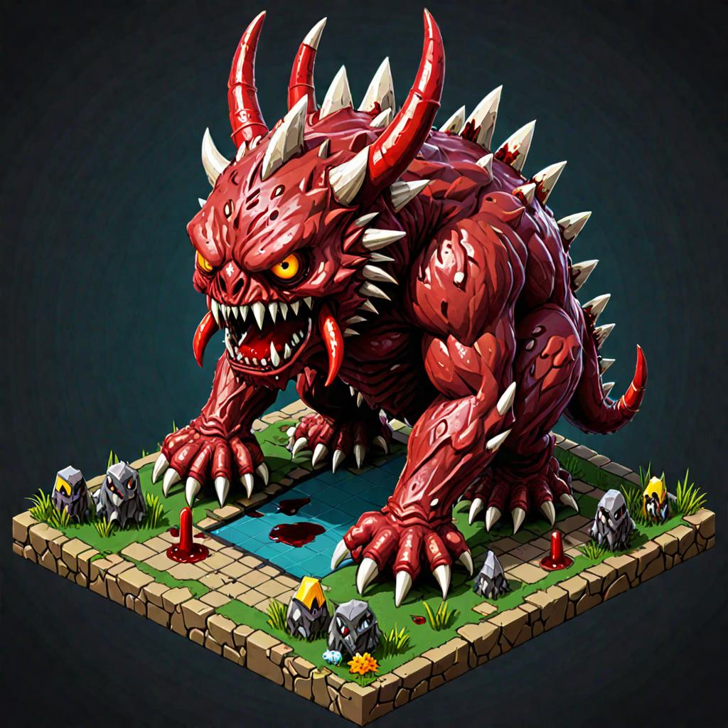  (isometric), intricate, mini, game graphics, ((blood monster))