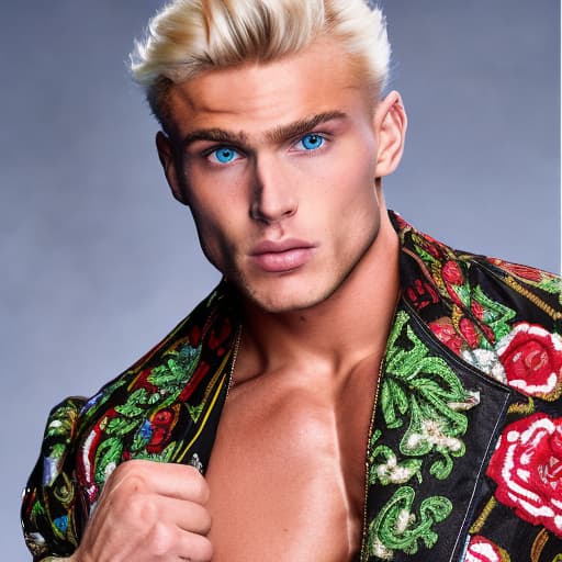 portrait+ style Russian queer IFBB blonde hunk dude face