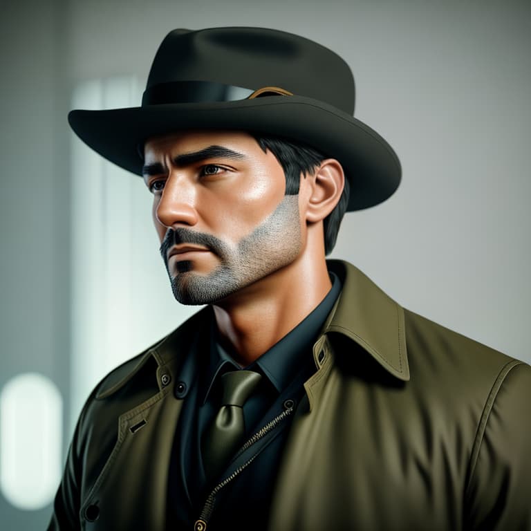  ultra high res, (photorealistic:1.4), raw photo,  (realistic face), realistic eyes, (realistic skin), ((((masterpiece)))), best quality, very_high_resolution, ultra-detailed, in-frame, detective, investigator, sleuth, crime solver, sharp-eyed, trench coat, magnifying glass, fedora hat, intelligent, observant, mysterious, analytical, quick-witted, relentless, resourceful, deductive reasoning, undercover, interrogator, crime scene, clues, unedited DSLR photography, sharp focus, Unreal Engine 5, Octane Render, Redshift, ((cinematic lighting)), f/1.4, ISO 200, 1/160s, 8K, RAW, unedited, in-frame