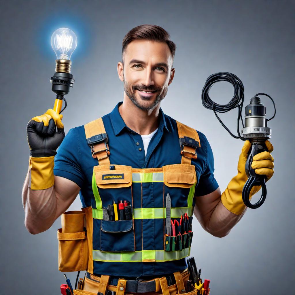  Create a logo for Tommieboy Electrical Contractor. The logo should feature the name 'Tommieboy Electrical Contractor' in a modern and bold font. Include symbols like lightbulbs, electrical wires, and tools to represent the electrical industry. Use a color scheme of blue and yellow to convey trustworthiness and energy. hyperrealistic, full body, detailed clothing, highly detailed, cinematic lighting, stunningly beautiful, intricate, sharp focus, f/1. 8, 85mm, (centered image composition), (professionally color graded), ((bright soft diffused light)), volumetric fog, trending on instagram, trending on tumblr, HDR 4K, 8K