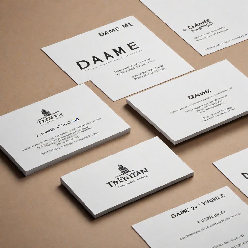  Create multiple examples of the text 'Dame2Dame' presented in various distinct fonts and styles that are appropriate for use on a business card. Please ensure that the examples show a clear distinction between the two words and provide a variety of contemporary, professional looks that could suit an urban-themed business. hyperrealistic, full body, detailed clothing, highly detailed, cinematic lighting, stunningly beautiful, intricate, sharp focus, f/1. 8, 85mm, (centered image composition), (professionally color graded), ((bright soft diffused light)), volumetric fog, trending on instagram, trending on tumblr, HDR 4K, 8K