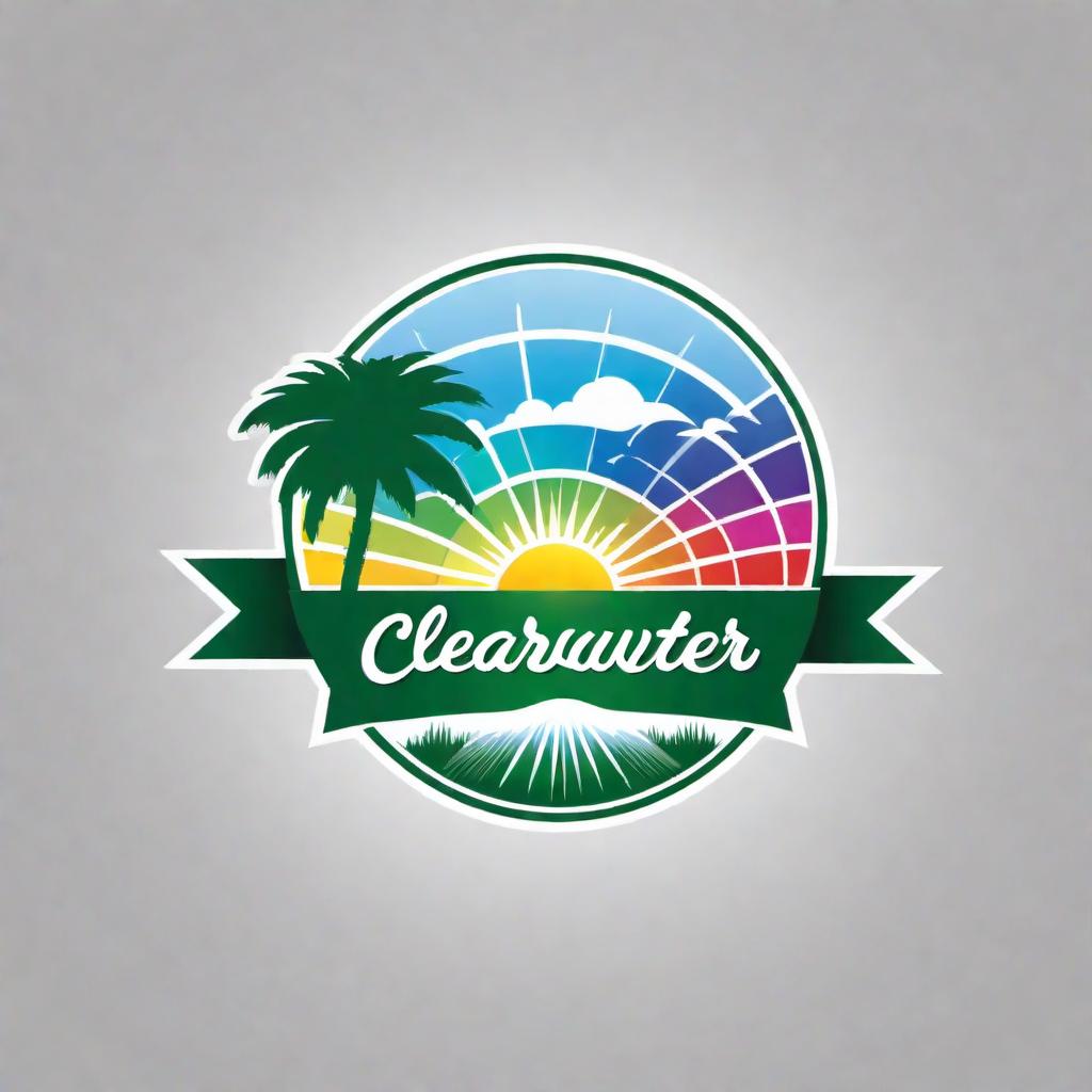  Create a logo for a company named 'Andy's Clearwater Sprinklers and Sod'. The logo should feature sprinklers spraying water in the air with a visible spectrum of rainbows appearing through the morning sunshine. The scene should depict a beautiful day with a sense of freshness and vitality. The design should communicate quality irrigation services and landscaping beauty, emphasizing the company's expertise in creating lush, green environments. hyperrealistic, full body, detailed clothing, highly detailed, cinematic lighting, stunningly beautiful, intricate, sharp focus, f/1. 8, 85mm, (centered image composition), (professionally color graded), ((bright soft diffused light)), volumetric fog, trending on instagram, trending on tumblr, HDR 4K, 8K