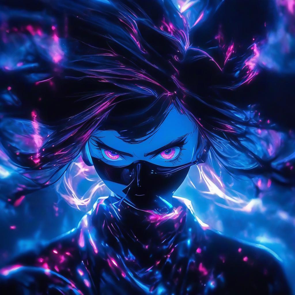  cinematic photo a girl with pink eyes standing in front of a BLUE light, anime epic artwork, technological sunglasses, malicious, wlop : :, bright BLUE glowing water, rage, black square glasses, corrupted, streaming on twitch, 2 d cg, || very anime, unknown, malevolent, BLUE . 35mm photograph, film, bokeh, professional, 4k, highly detailed hyperrealistic, full body, detailed clothing, highly detailed, cinematic lighting, stunningly beautiful, intricate, sharp focus, f/1. 8, 85mm, (centered image composition), (professionally color graded), ((bright soft diffused light)), volumetric fog, trending on instagram, trending on tumblr, HDR 4K, 8K