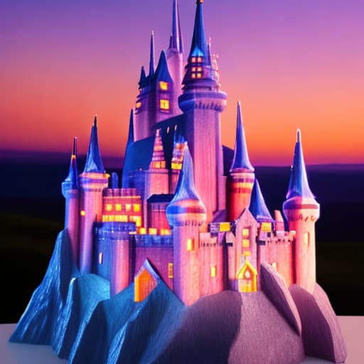  A castle made out of crystal at dusk, prismatic
