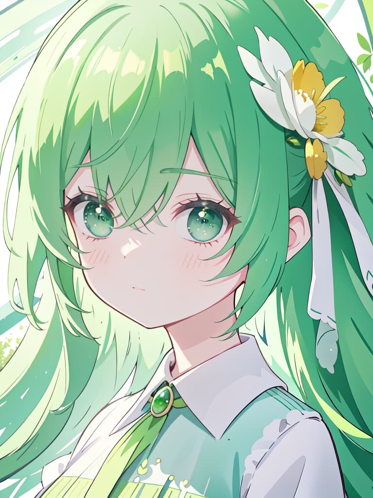  Green hair character that makes your eyes dig, masterpiece, best quality,8k,ultra detailed,high resolution,an extremely delicate and beautiful,hyper detail