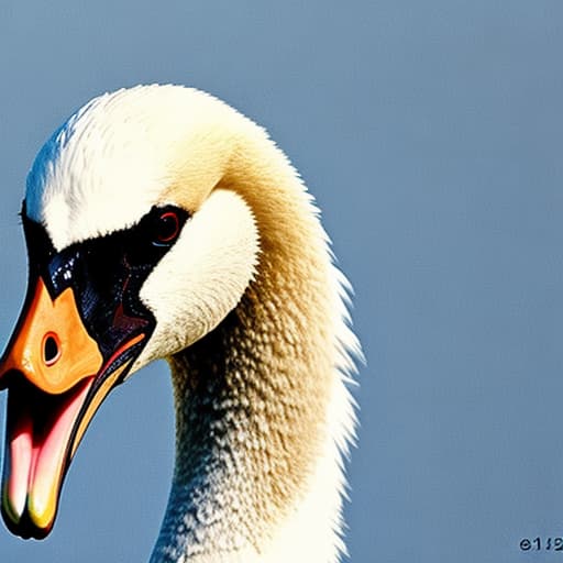  Swan head with open beak and tongue