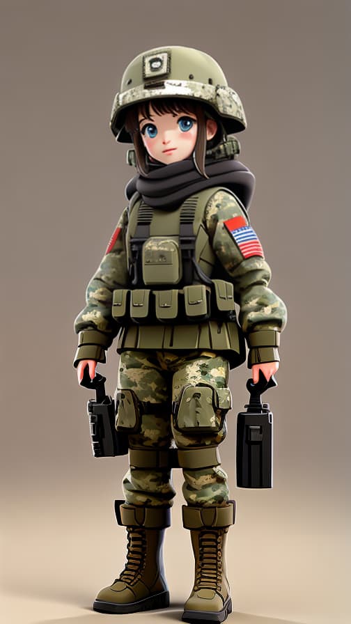  Commando two heads full body camouflage fighting machine gun girl cute