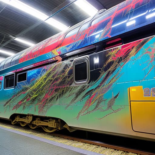  Hachi in Shibuya train station , Acid wash effect, perfect anatomy, centered, approaching perfection, dynamic, highly detailed, artstation, concept art, smooth, sharp focus, illustration, art by Carne Griffiths and Wadim Kashin, graffiti airbrushing techniques, high definition, accent lighting, contrasted with bright paint colors, by Squal92i