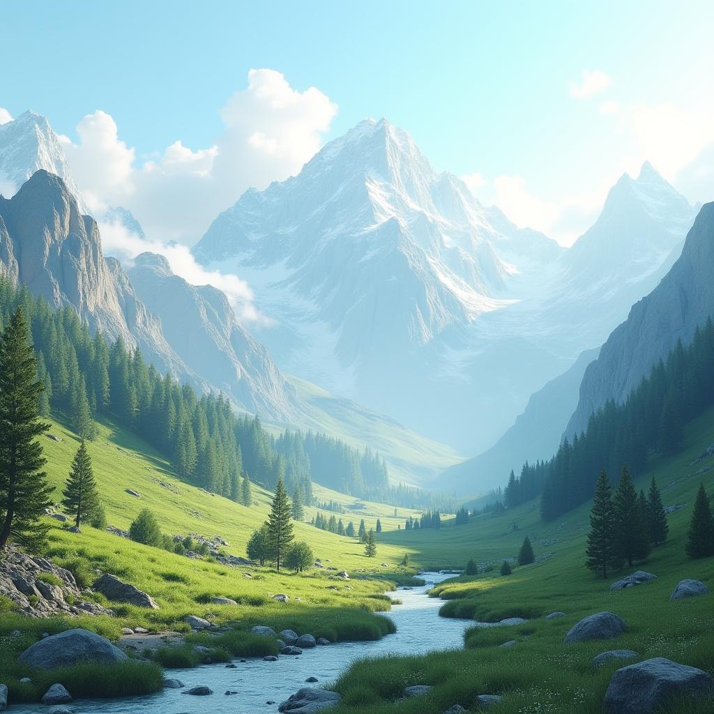  good quality, high quality, digital art beautiful mountains, natural beauty, 3d render