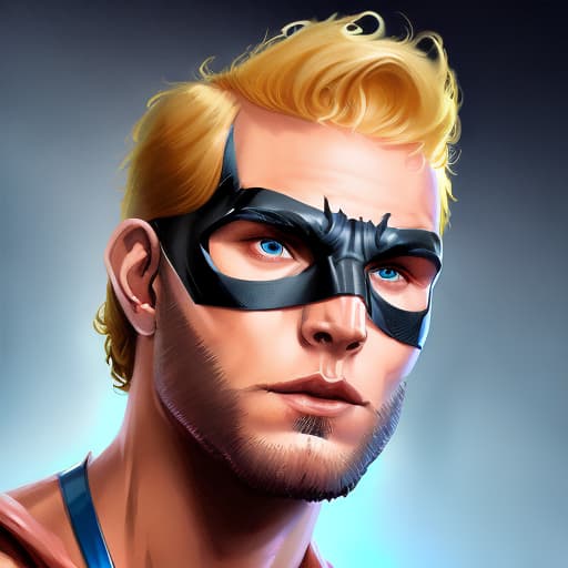 portrait+ style dc superhero queer blonde hunk dude face