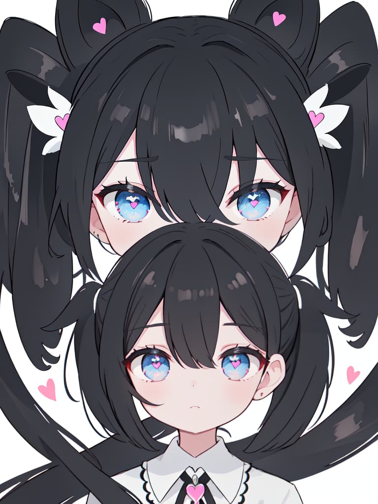  Black hair, twin tail, , , small s ,,,,,,,,,,,,,,,,,,,,,,,,,,,,,,,,,,,,,,,,,,,,,,,,,,,,,,,,,,,,,,, cartoons, eyes, eyes. Heart shaped highlight, whole body, masterpiece, best quality,8k,ultra detailed,high resolution,an extremely delicate and beautiful,hyper detail