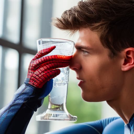  spider man drinking mineral water