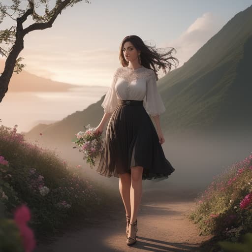  Maui background with picking up flowers hyperrealistic, full body, detailed clothing, highly detailed, cinematic lighting, stunningly beautiful, intricate, sharp focus, f/1. 8, 85mm, (centered image composition), (professionally color graded), ((bright soft diffused light)), volumetric fog, trending on instagram, trending on tumblr, HDR 4K, 8K