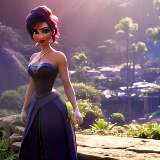 modern disney style black girl hyperrealistic, full body, detailed clothing, highly detailed, cinematic lighting, stunningly beautiful, intricate, sharp focus, f/1. 8, 85mm, (centered image composition), (professionally color graded), ((bright soft diffused light)), volumetric fog, trending on instagram, trending on tumblr, HDR 4K, 8K