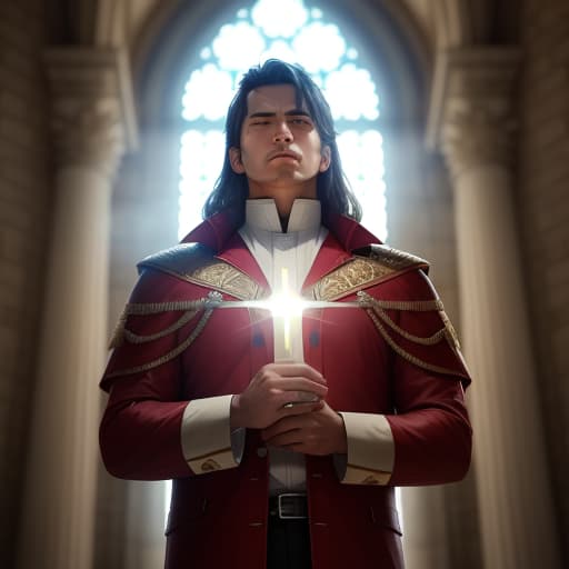  A Christian filled with the Holy Spirit, hero standing in God's glory, , hyperrealistic, high quality, highly detailed, perfect lighting, intricate, sharp focus, f/1. 8, 85mm, (centered image composition), (professionally color graded), ((bright soft diffused light)), trending on instagram, HDR 4K, 8K