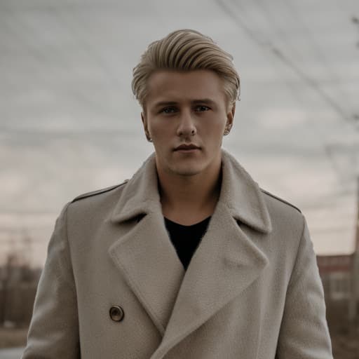 portrait+ style Russian queer TV show condensant blonde hunk dude face