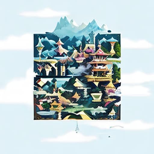  himalaya in japanA surreal digital painting of a floating city in the clouds, with vibrant colors, dreamlike atmosphere, and whimsical architecture. Inspired by Salvador Dali, highly detailed, advanced detail processing. style Digital painting, ar 3:4