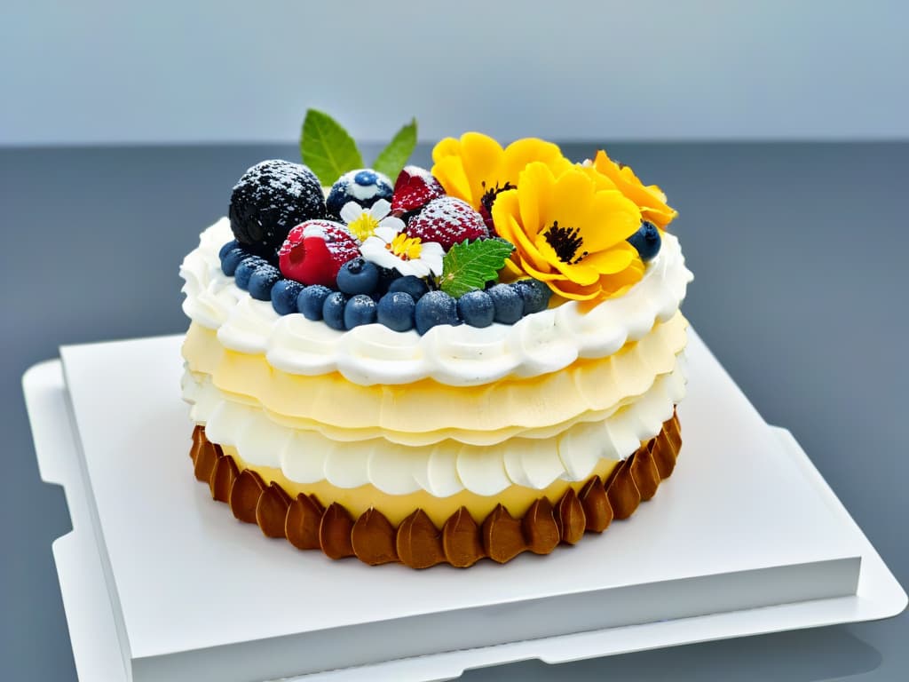  A closeup, ultradetailed image of a stack of colorful and intricately decorated glutenfree cupcakes, showcasing various flavors and toppings like edible flowers, berries, and gold foil accents, set against a simple, elegant white background with soft, natural lighting. hyperrealistic, full body, detailed clothing, highly detailed, cinematic lighting, stunningly beautiful, intricate, sharp focus, f/1. 8, 85mm, (centered image composition), (professionally color graded), ((bright soft diffused light)), volumetric fog, trending on instagram, trending on tumblr, HDR 4K, 8K