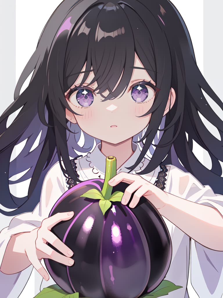  Holding eggplant, boy, hair black, cute, masterpiece, best quality,8k,ultra detailed,high resolution,an extremely delicate and beautiful,hyper detail