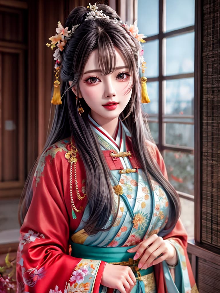  Best quality, masterpiece, high rise, 1 girl, powder blusher, star pupil, red Chinese hanfu, hanfu, Chinese clothes, hair ornaments, necklaces, jewelry, beautiful faces, Tindel effect, photo realism, dark studio, edge lighting, two tone lighting, soft lighting, high quality, volume lighting, honesty, photos, high resolution hyperrealistic, full body, detailed clothing, highly detailed, cinematic lighting, stunningly beautiful, intricate, sharp focus, f/1. 8, 85mm, (centered image composition), (professionally color graded), ((bright soft diffused light)), volumetric fog, trending on instagram, trending on tumblr, HDR 4K, 8K