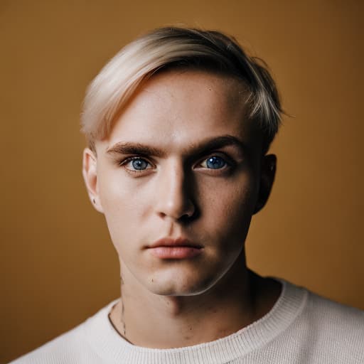 portrait+ style Russian homosexual queer YouTuber blonde hunk dude face