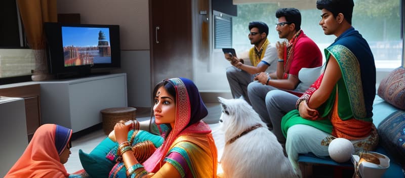  twenty indian people watching program, hyperrealistic, high quality, highly detailed, cinematic lighting, intricate, sharp focus, f/1. 8, 85mm, (centered image composition), (professionally color graded), ((bright soft diffused light)), volumetric fog, trending on instagram, HDR 4K, 8K