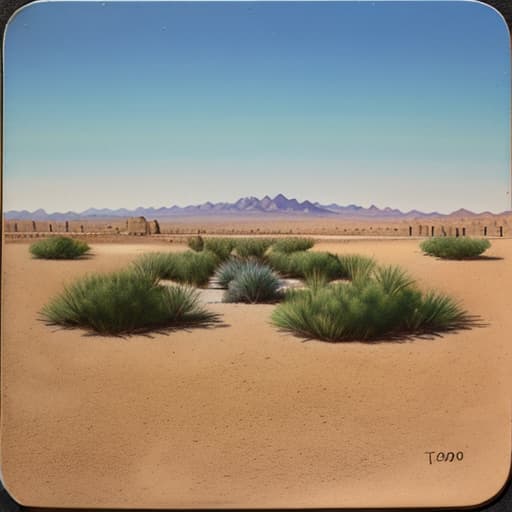  A square overlooking the desert 90cm long,