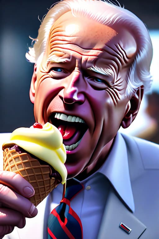  President joe biden of the united states, clueless facial expression, wrinkled skin, with mouth open, with tongue sticking out, cinematic lighting, HD, high details, dramatic, trending on artstation, full body, head shot, wearing dunce cap, licking an ice cream cone, film still, stunning photography. Funny, anatomically correct, hyper realistic, super detailed, 4k uhd image, canon eos r3 hyperrealistic, full body, detailed clothing, highly detailed, cinematic lighting, stunningly beautiful, intricate, sharp focus, f/1. 8, 85mm, (centered image composition), (professionally color graded), ((bright soft diffused light)), volumetric fog, trending on instagram, trending on tumblr, HDR 4K, 8K