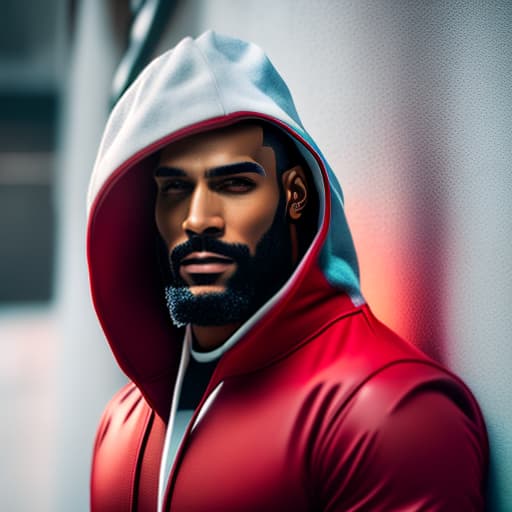 estilovintedois Hombre pelo blanco con ojos rojos sudadera roja pantalones negros,y zapatos rojos y una gran sonrisa hyperrealistic, full body, detailed clothing, highly detailed, cinematic lighting, stunningly beautiful, intricate, sharp focus, f/1. 8, 85mm, (centered image composition), (professionally color graded), ((bright soft diffused light)), volumetric fog, trending on instagram, trending on tumblr, HDR 4K, 8K