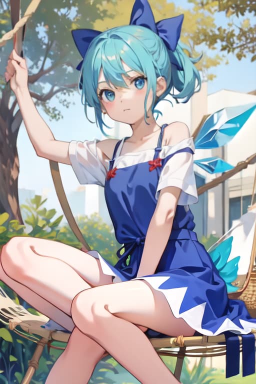  Cirno on a hammock, painted, paint style